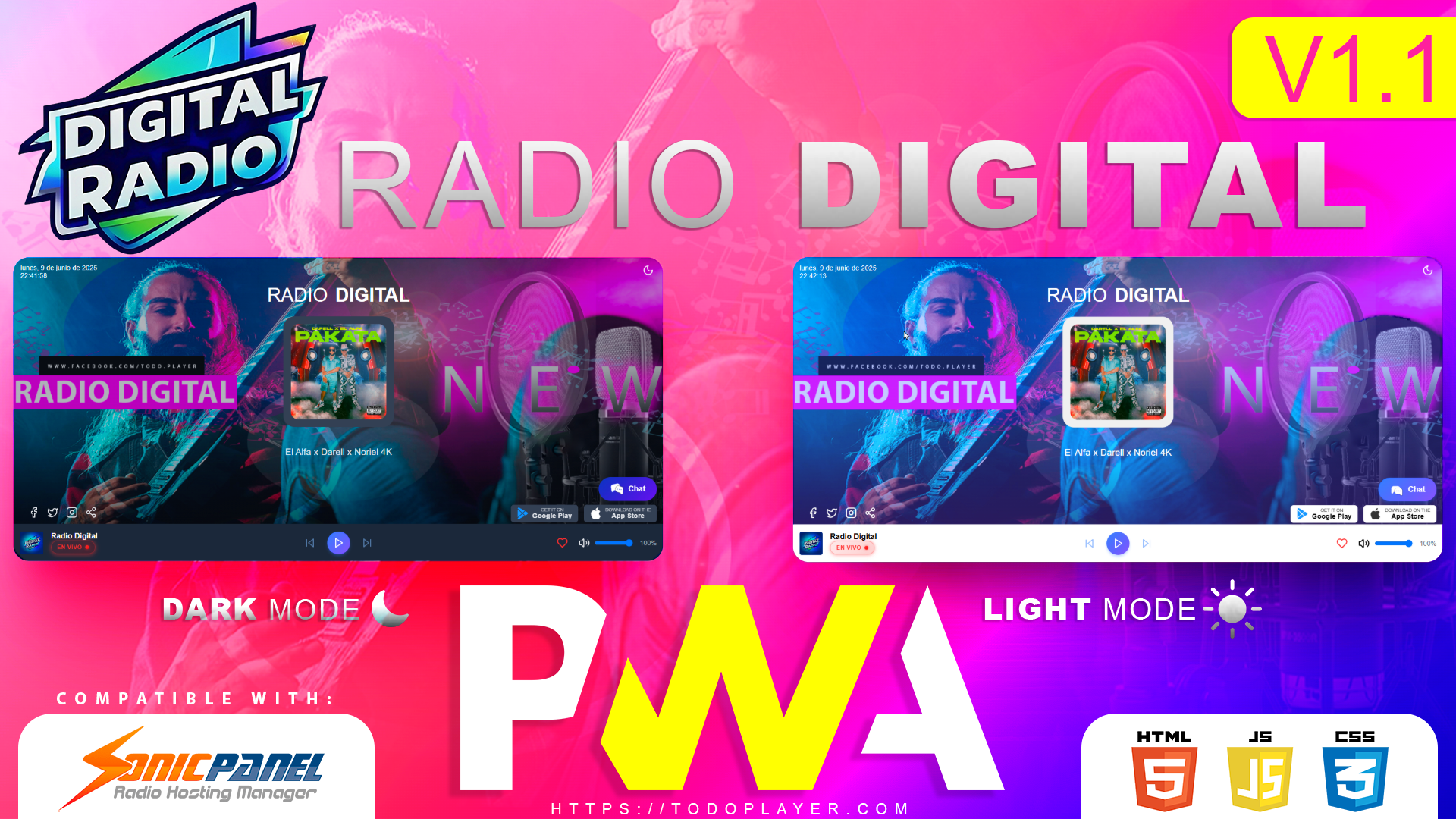 Radio Digital - Todo Player HTML5 ShoutCast, Icecast