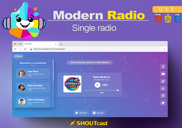 Radio Moderna - Todo Players HTML5 ShoutCast, Icecast